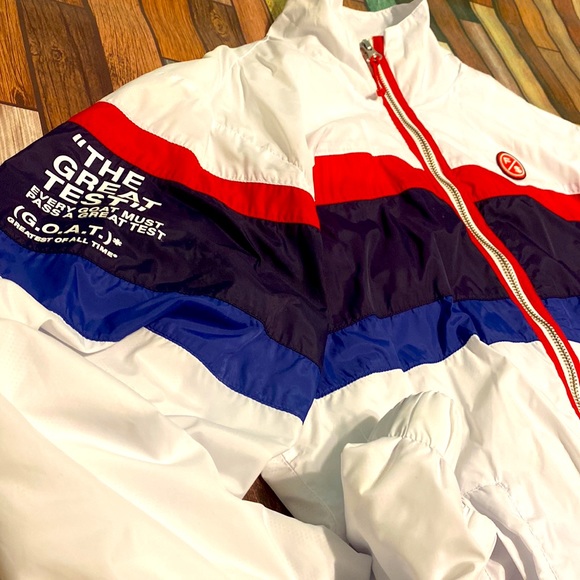 Flysupply Apparel WindBreaker Jacket, White,Blue,Red ColorBlock - Picture 2 of 4